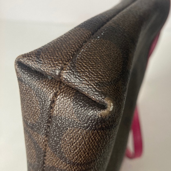 Coach Signature Print File Bag - Crossbody Dark Brown w/ Fuchsia Leather Piping - Picture 8 of 15